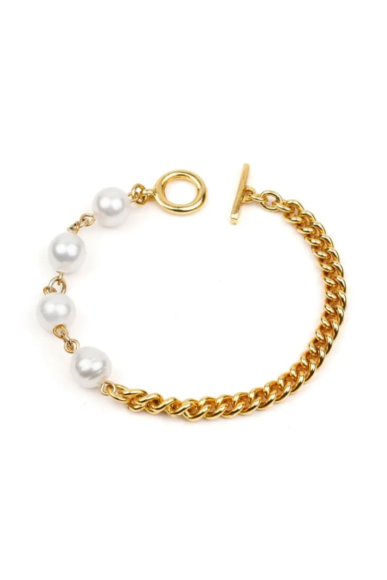 Necklaces<CULT MIA PLATED PEARL CHAIN NECKLACE Gold