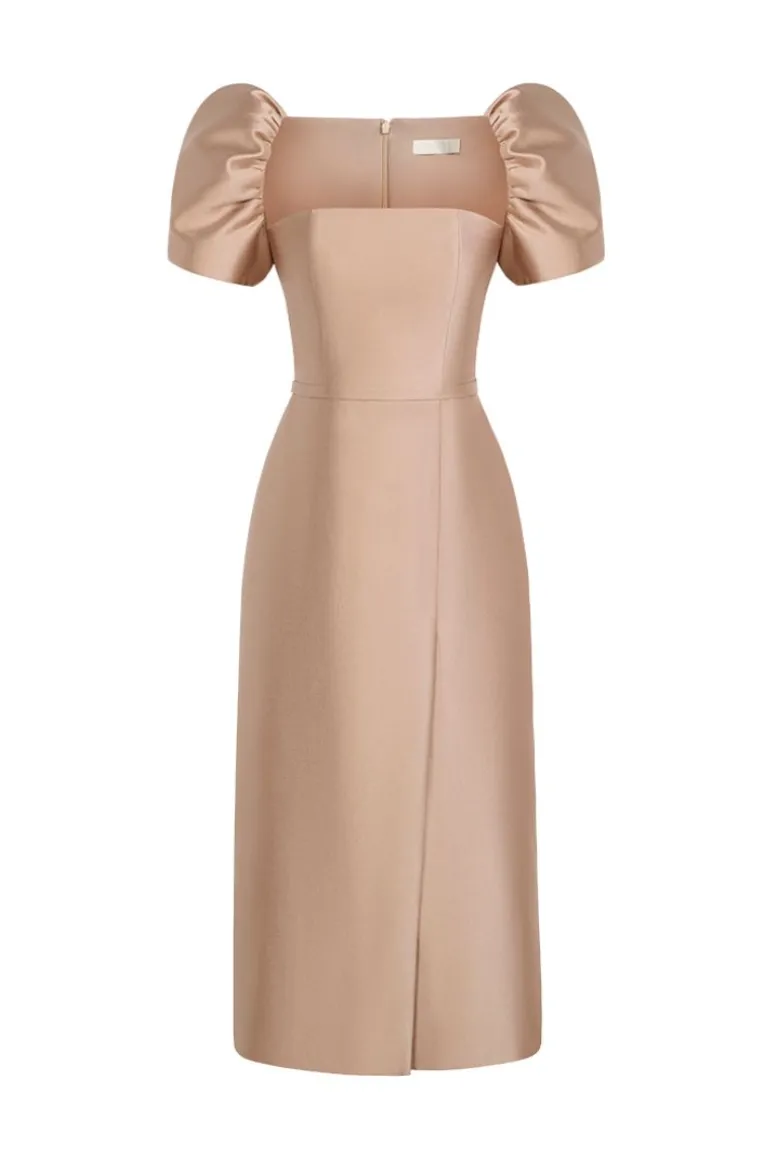 Dresses | Midi Dresses<CULT MIA PUFF SLEEVE MIDI DRESS Gold
