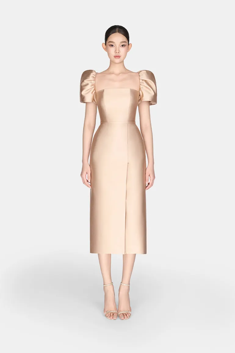 Dresses | Midi Dresses<CULT MIA PUFF SLEEVE MIDI DRESS Gold
