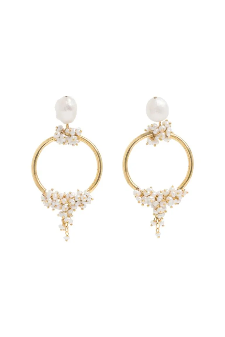 Earrings<CULT MIA SEED AND BAROQUE HOOPS Gold