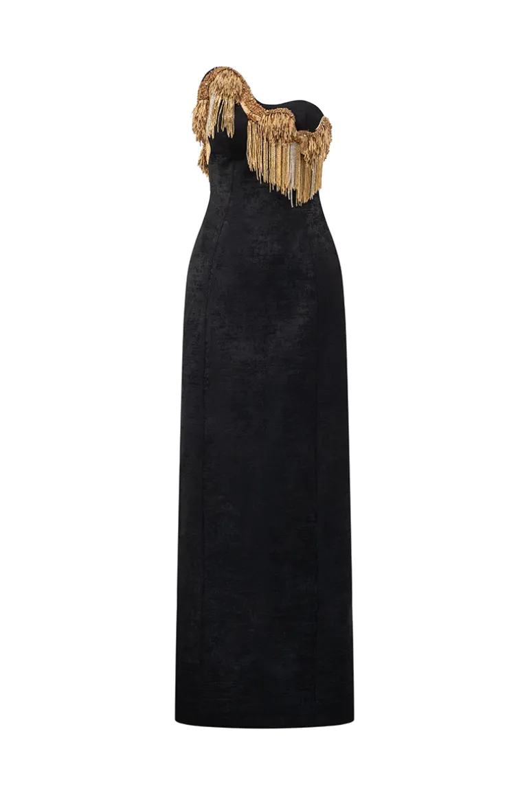 Dresses | Gowns<CULT MIA GOLDEN CHESTLINE STRAIGHT GOWN Black