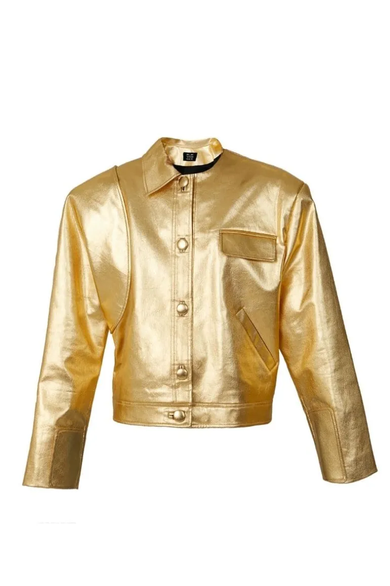 Jackets<CULT MIA FAUX LEATHER JACKET Golden