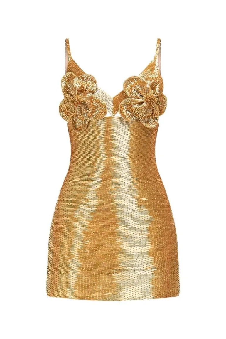 Dresses | Mini Dresses<CULT MIA EN FLORAL MINI DRESS Gold