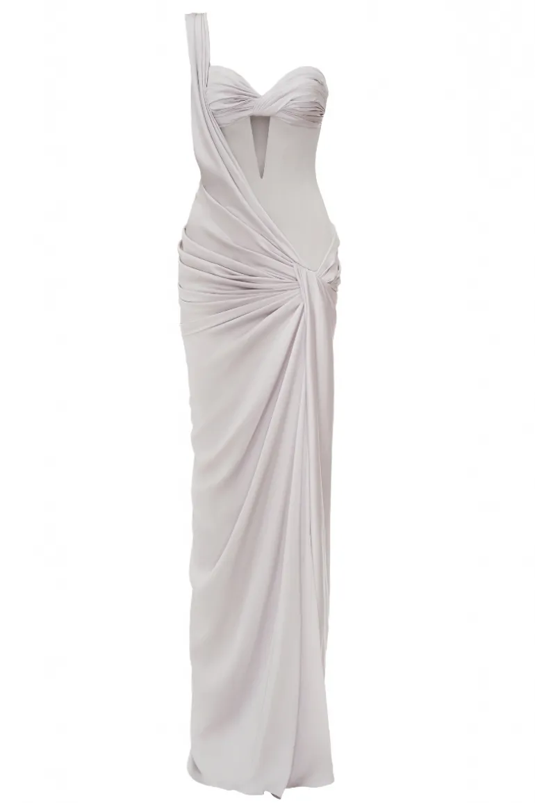 Dresses | Gowns<CULT MIA GONE WITH THE FLOW GOWN IN SILVER Light Silver