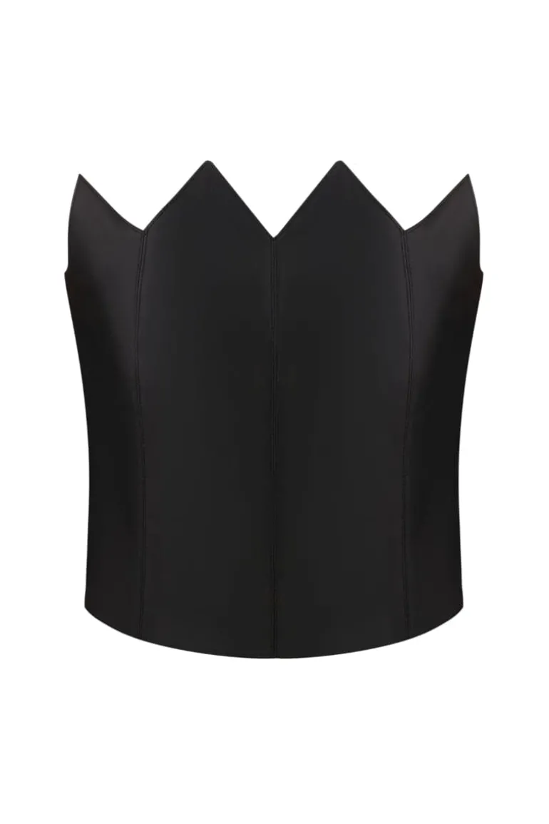 Tops<CULT MIA GONT SCALLOPED EDGE CORSET Black
