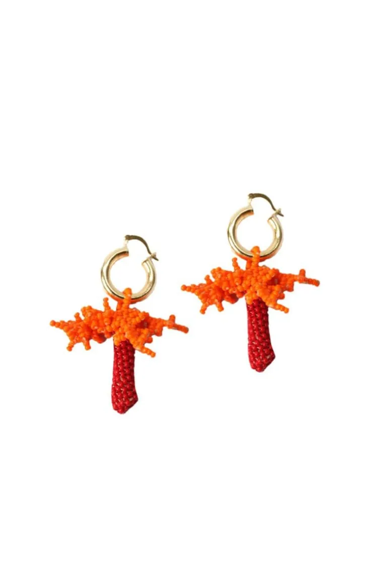 Earrings<CULT MIA GRANDE PALMA HOOP EARRINGS Orange/Red
