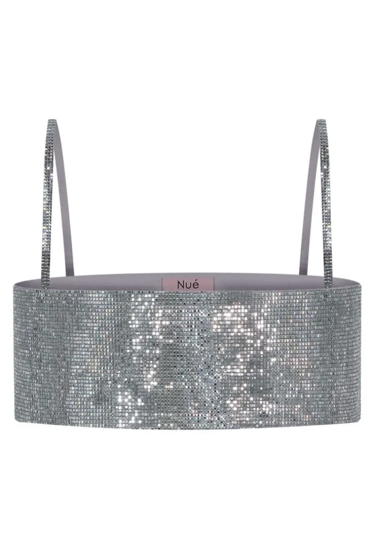 Tops<CULT MIA CRYSTAL MIRROR TOP Graphite