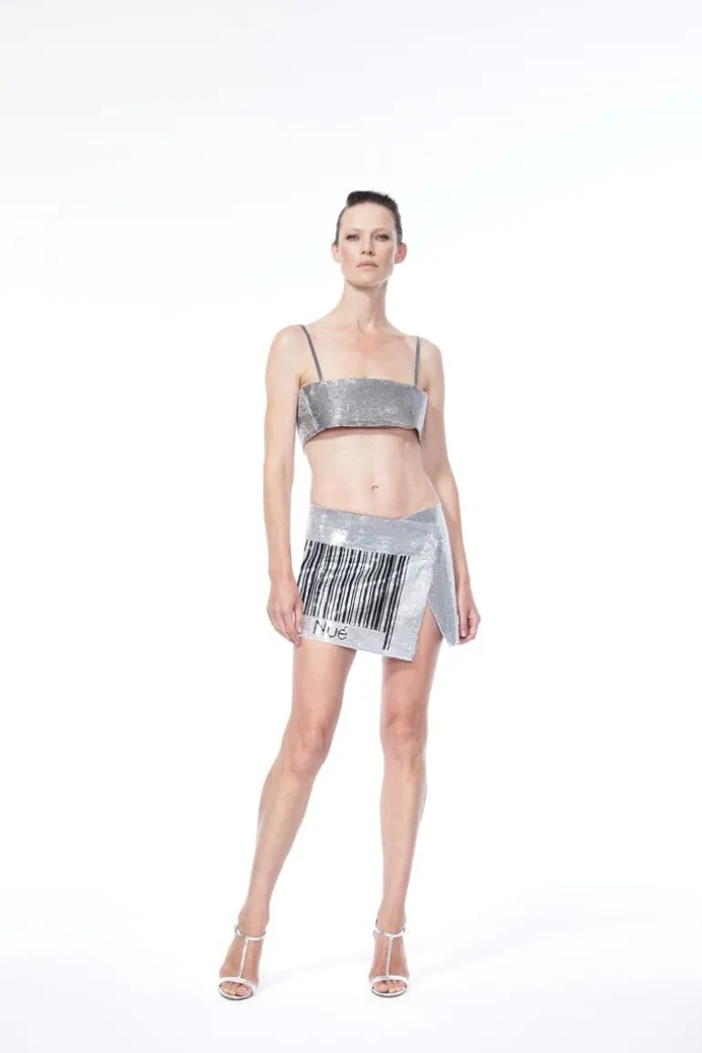Tops<CULT MIA CRYSTAL MIRROR TOP Graphite