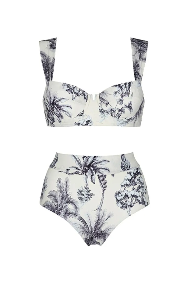 Swimwear<CULT MIA GRASSE BLEUE BUSTIER TOP AND HIGH WAISTED BOTTOM BIKINI Blue