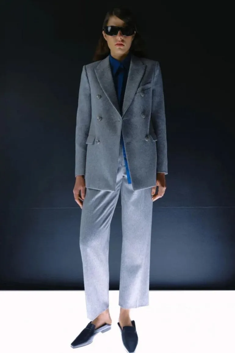 Blazers<CULT MIA DOUBLE-BREASTED WOOL JACKET Gray