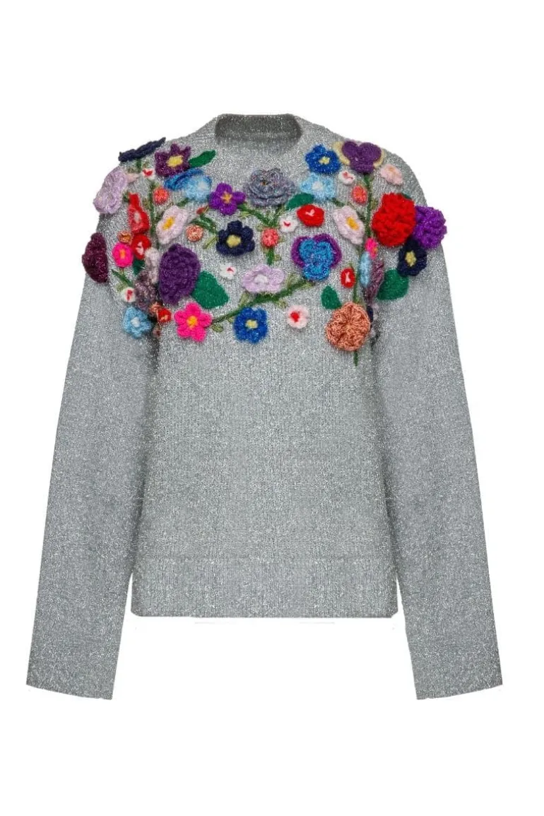 Knitwear<CULT MIA GRAY FLORIS EMBROIDERED SWEATER Multicolor