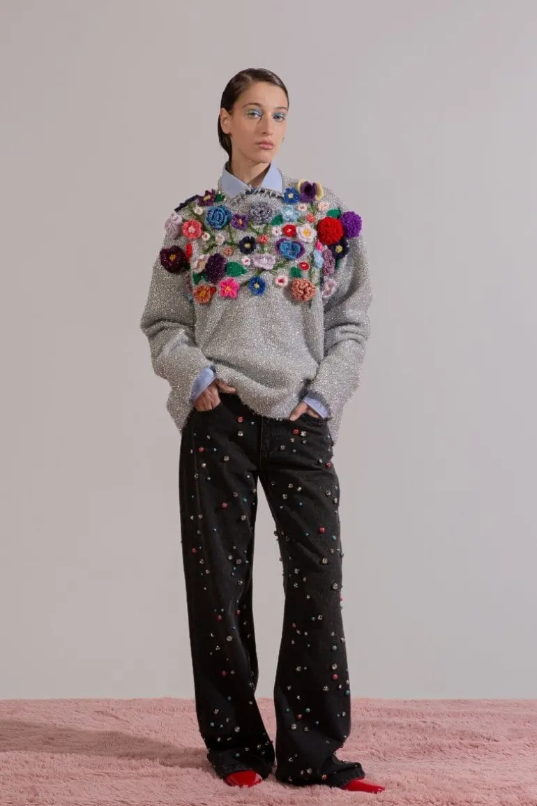 Knitwear<CULT MIA GRAY FLORIS EMBROIDERED SWEATER Multicolor
