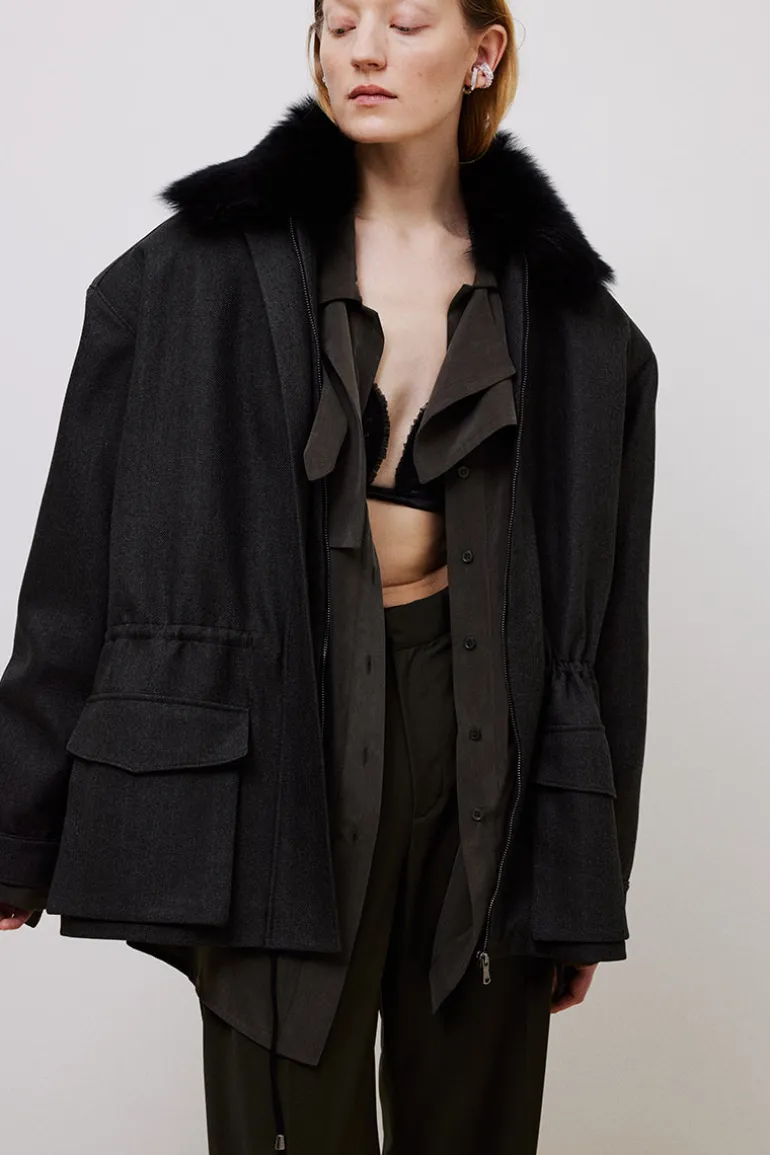 Coats<CULT MIA OVERSIZED SHORT TRENCH Gray