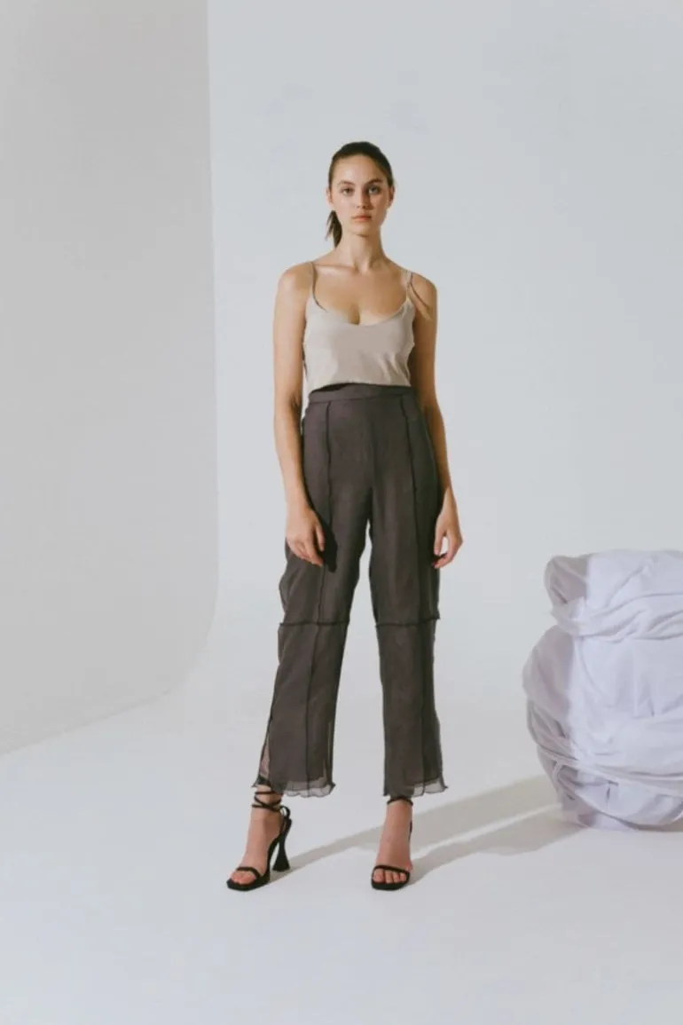 Tops<CULT MIA REN SILK BRALETTE Gray
