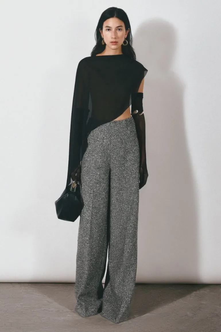 Pants<CULT MIA TWEED STRAIGHT PANTS Gray