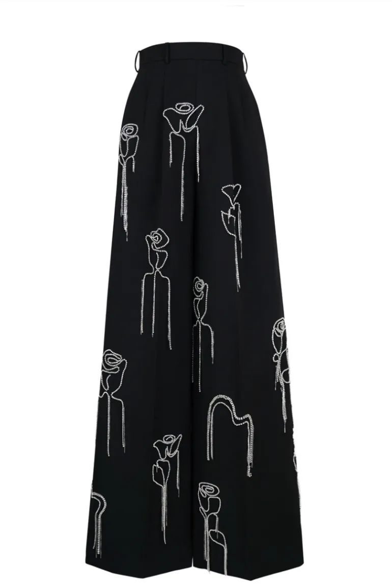 Pants<CULT MIA GRAYSON STRAIGHT WIDE LEG FLOOR LENGTH PANTS IN Black