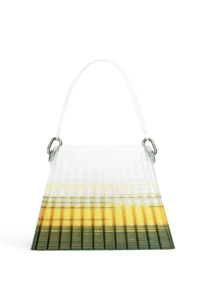 Top Handle Bags<CULT MIA GREEN AND YELLOW PLEATED OMBRE HANDBAG Blends of Green & Yellow