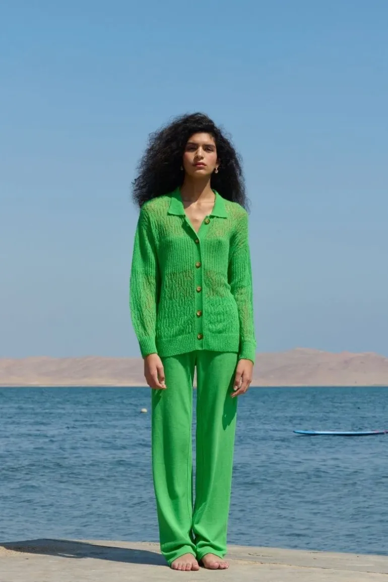 Knitwear<CULT MIA ARAÑITA COLLARED CARDIGAN Green