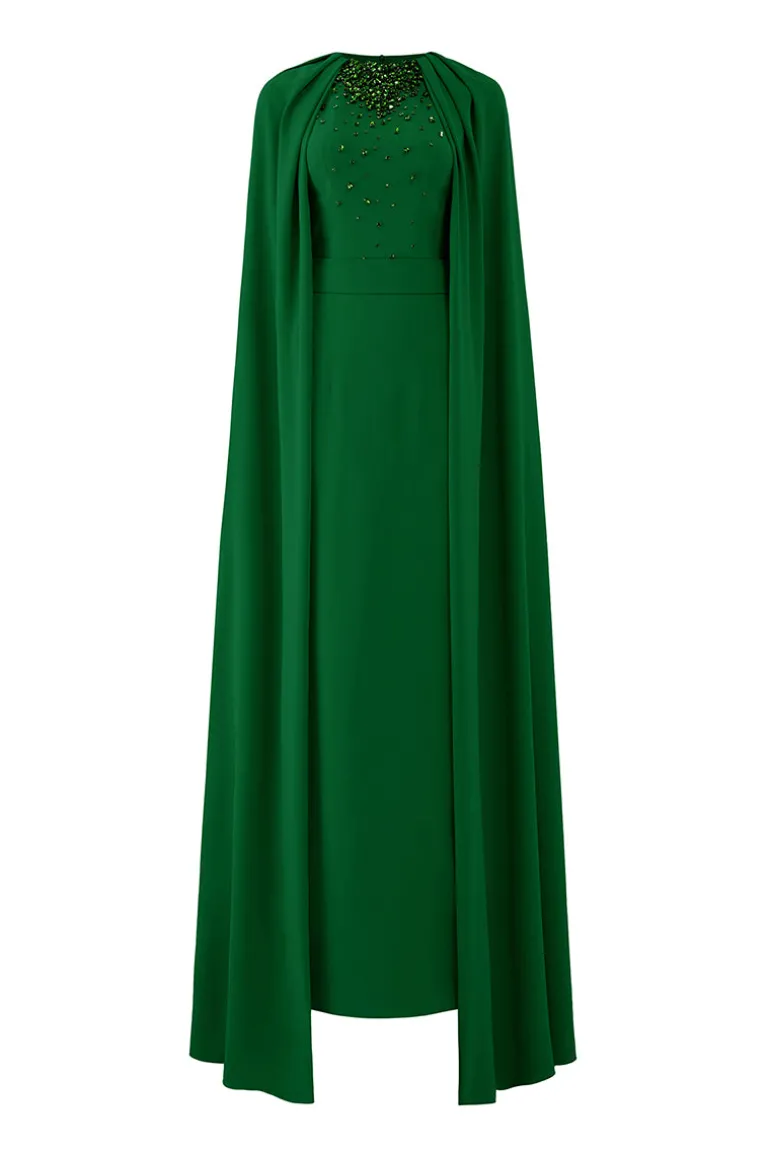 Dresses | Gowns<CULT MIA COLLAR PLEATED CAPE DRESS Green