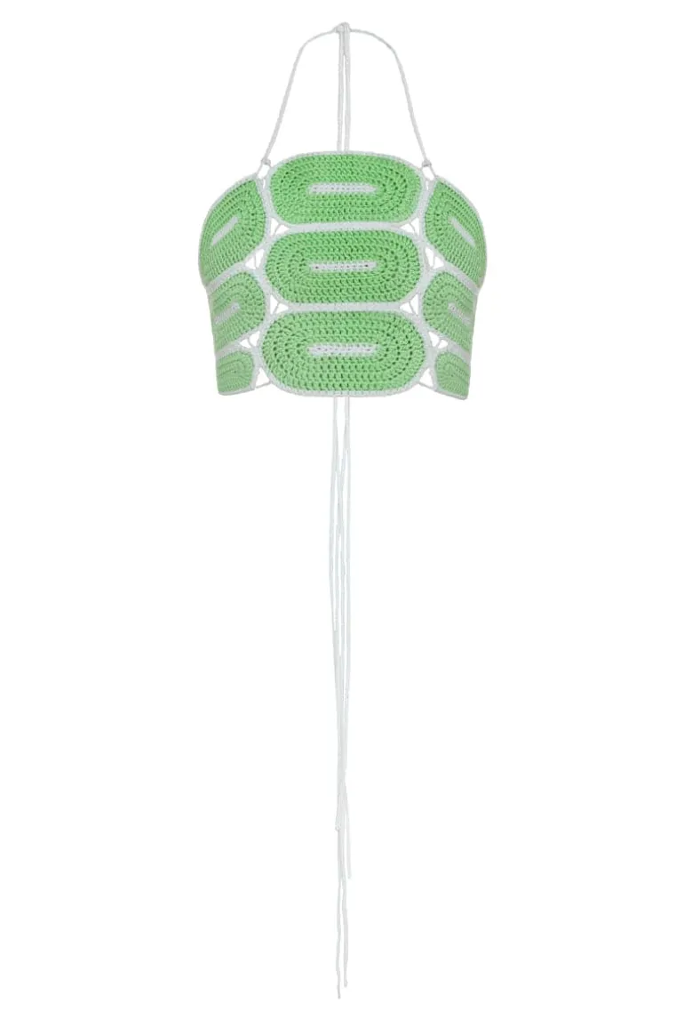 Tops<CULT MIA CROCHET TIE STRAP TOP Green