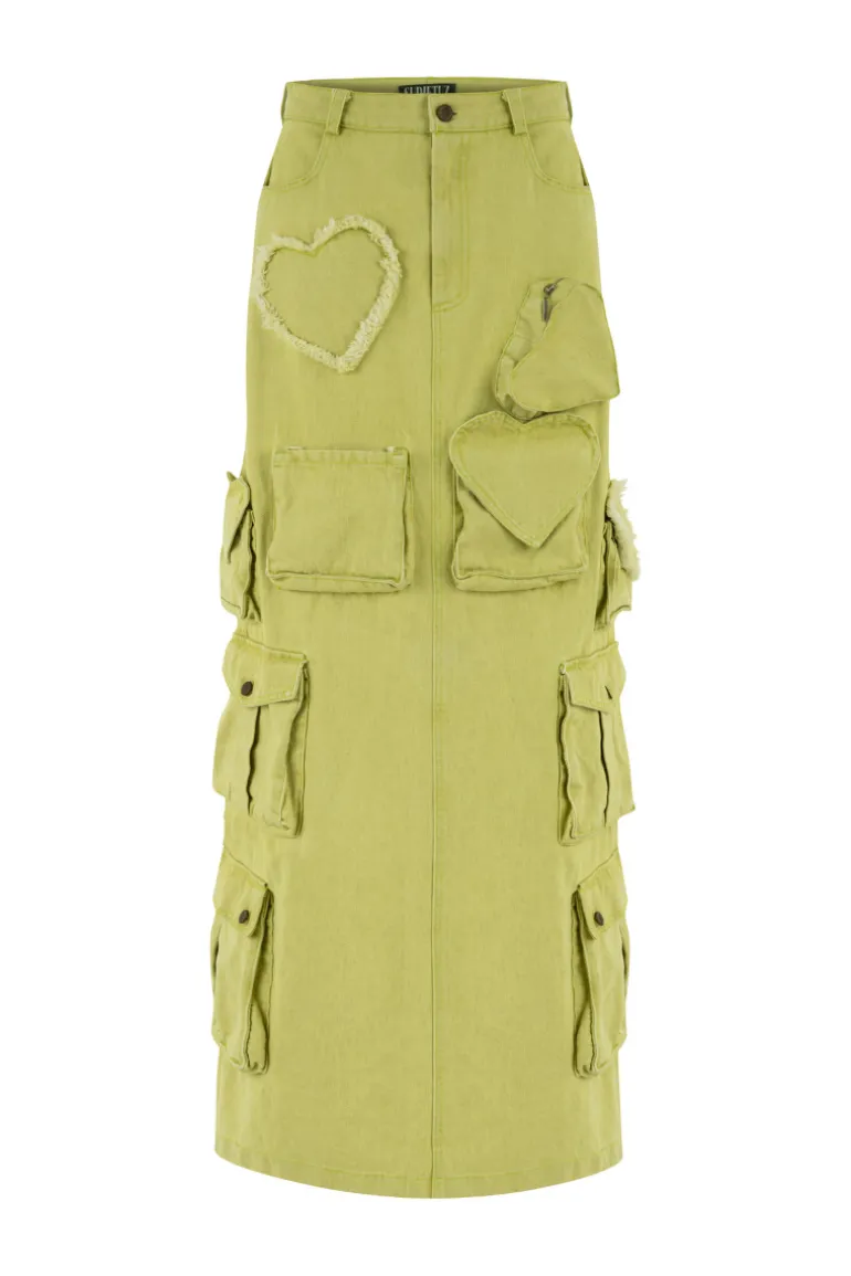 Skirts<CULT MIA DENIM CARGO MAXI SKIRT Green