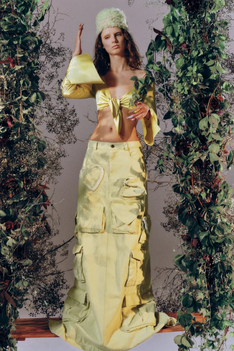 Skirts<CULT MIA DENIM CARGO MAXI SKIRT Green