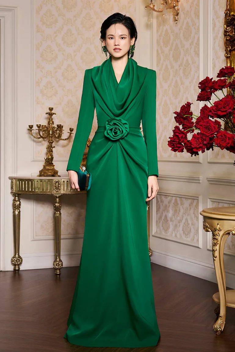 Dresses | Gowns<CULT MIA DRAPED GOWN WITH HOODIE Green
