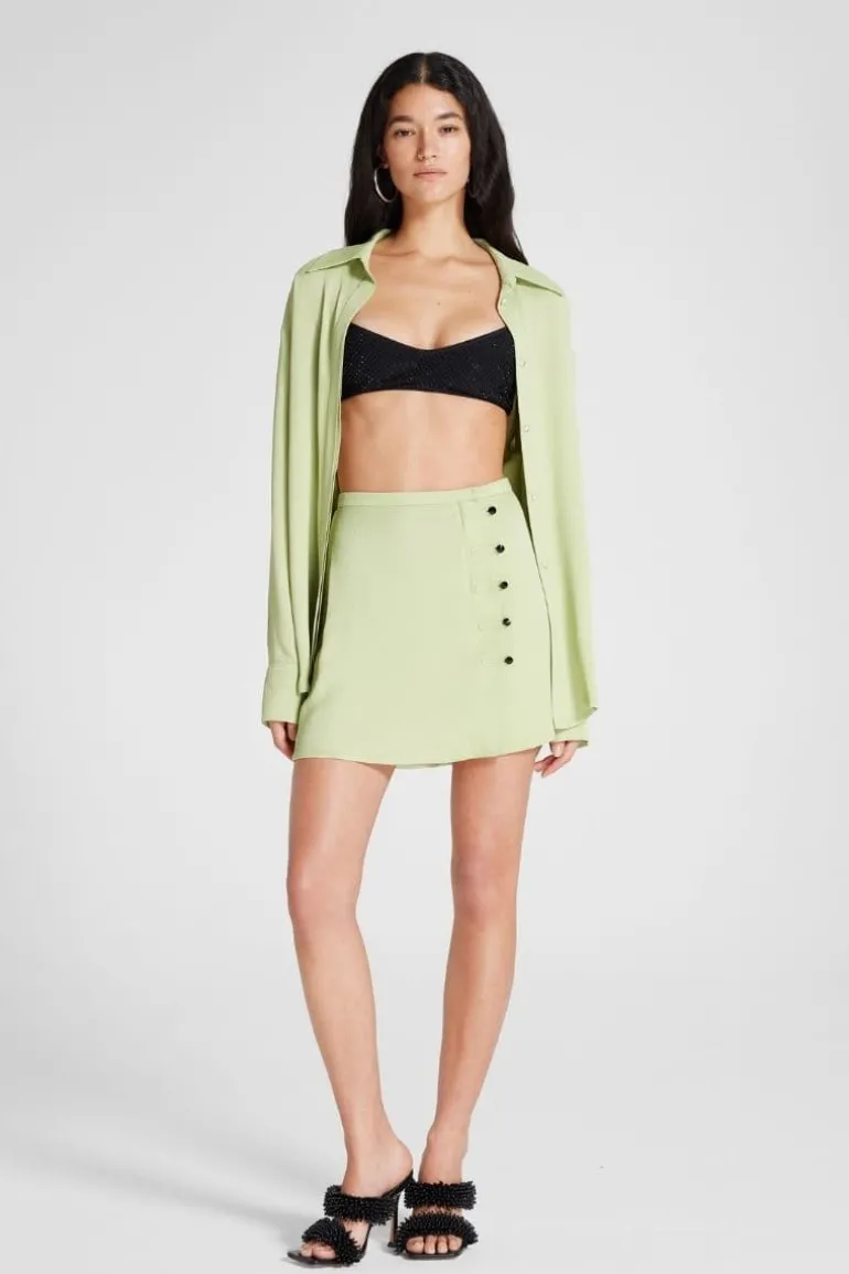Skirts<CULT MIA GREEN JODIE TEXTURED SATIN MINI SKIRT