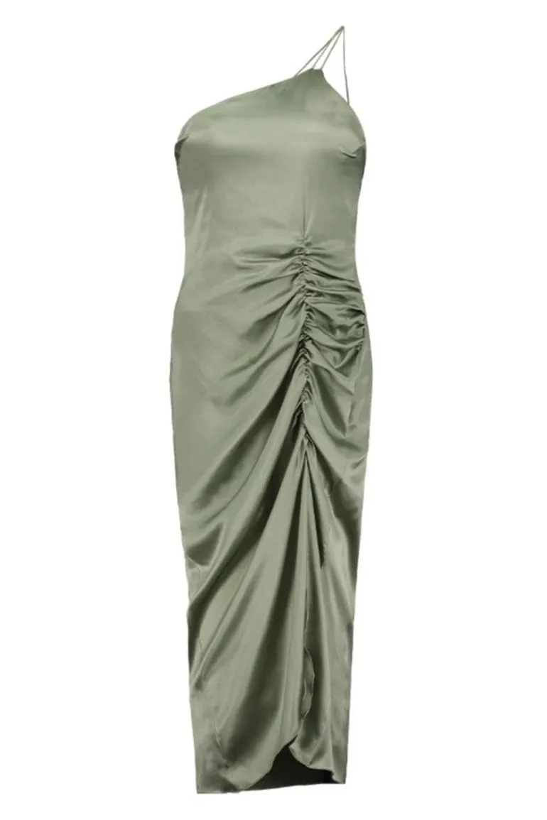 Dresses | Midi Dresses<CULT MIA LILLY ONE SHOULDER SILK MIDI DRESS Green