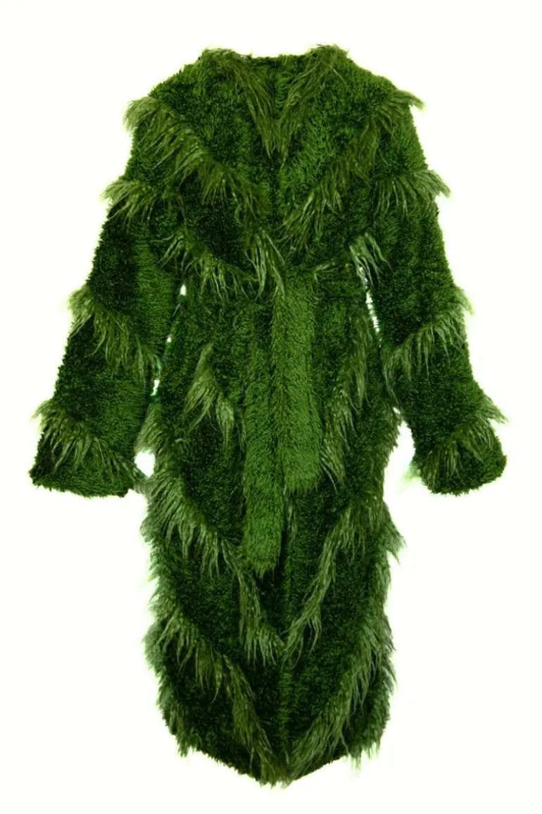 Coats<CULT MIA LLAMA LONG FAUX FUR COAT Green