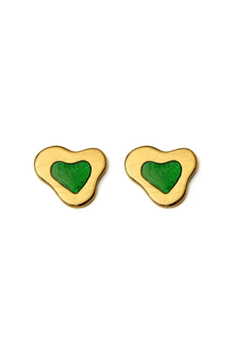 Earrings<CULT MIA GREEN LOVE EARRINGS Gold Plated
