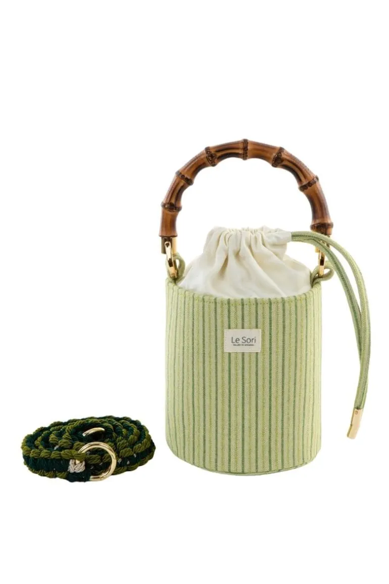 Top Handle Bags<CULT MIA MAIA LEATHER AND FABRIC BUCKET BAG Green