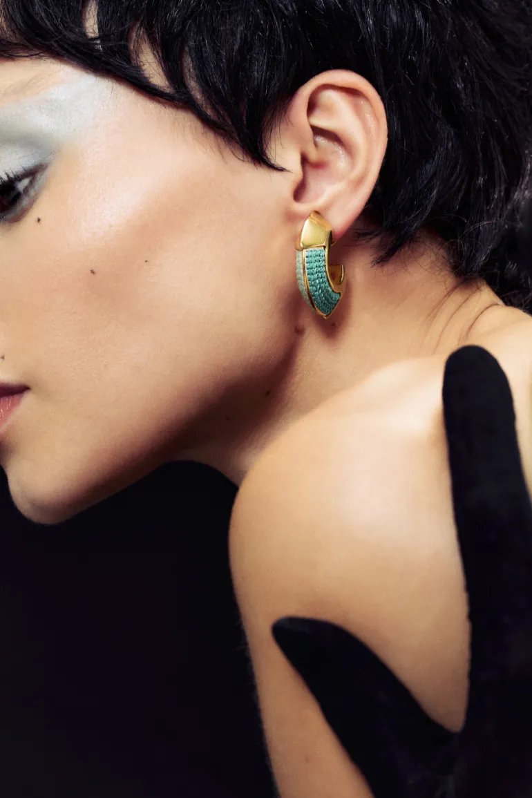 Earrings<CULT MIA GREEN MEMÓRIA EARRINGS Gold & Green
