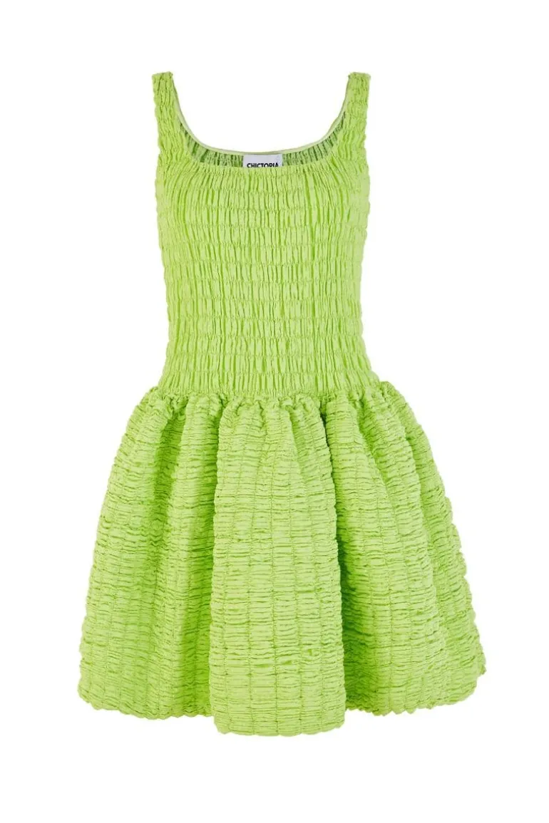 Dresses | Mini Dresses<CULT MIA GREEN SLEEVELESS SHIRRED STRUCTURED MINI DRESS Lime