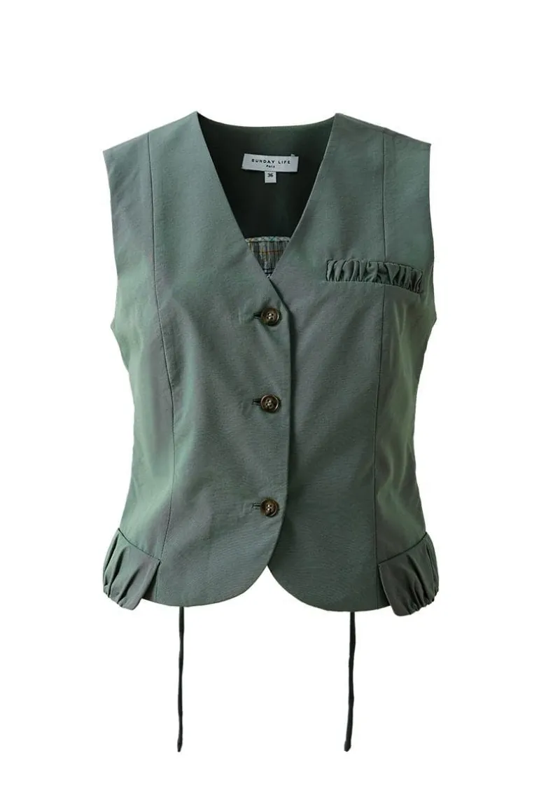 Tops<CULT MIA VEST WITH DETAILS Green