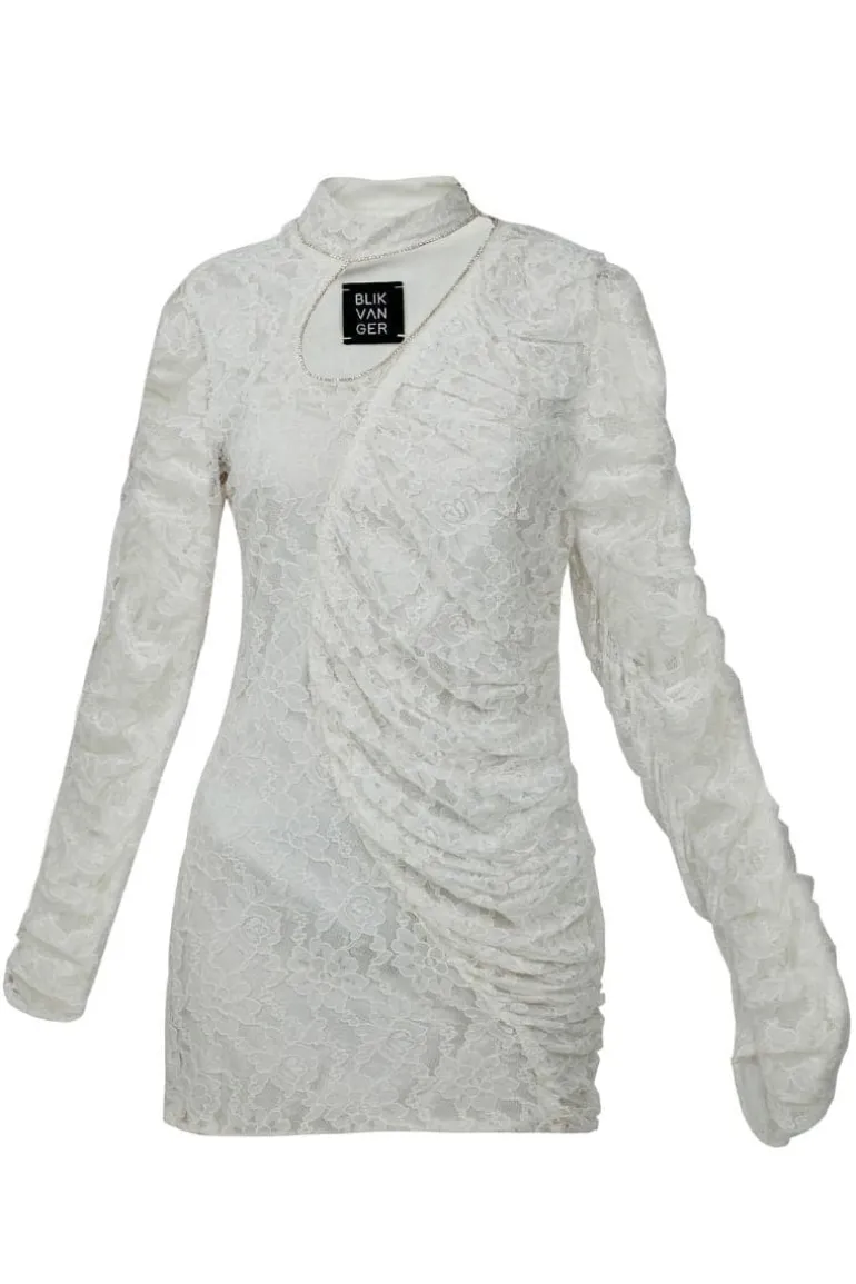Dresses | Mini Dresses<CULT MIA GUIPURE CRUMPLED MINI DRESS White
