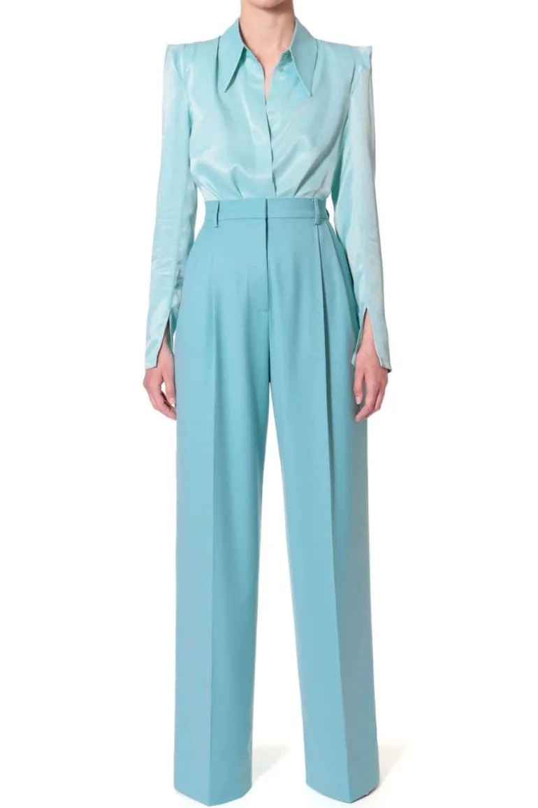 Pants<CULT MIA GWEN HIGH-RISE WIDE-LEG HOW AM I PANTS Blue