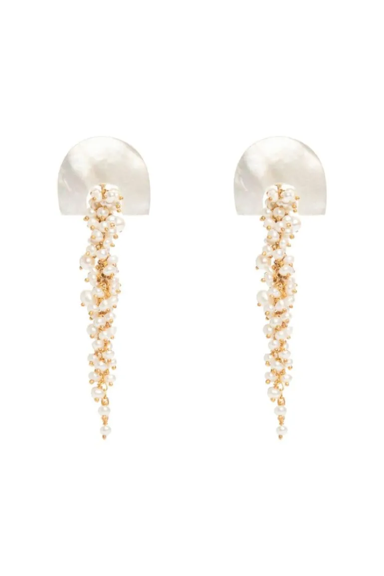 Earrings<CULT MIA HAKURO IVORY EARRINGS Gold & White