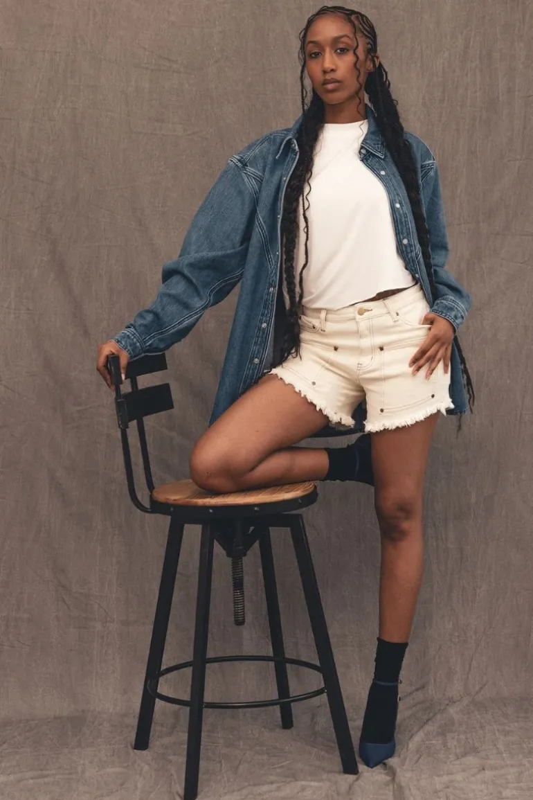 Pants<CULT MIA HALEY CREAM DENIM SHORTS Kent Ave.