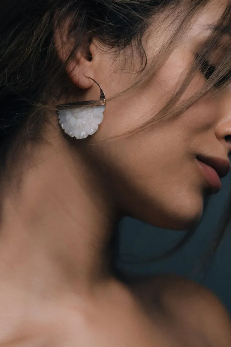 Earrings<CULT MIA HAND CARVED HOOPS Rose Gold