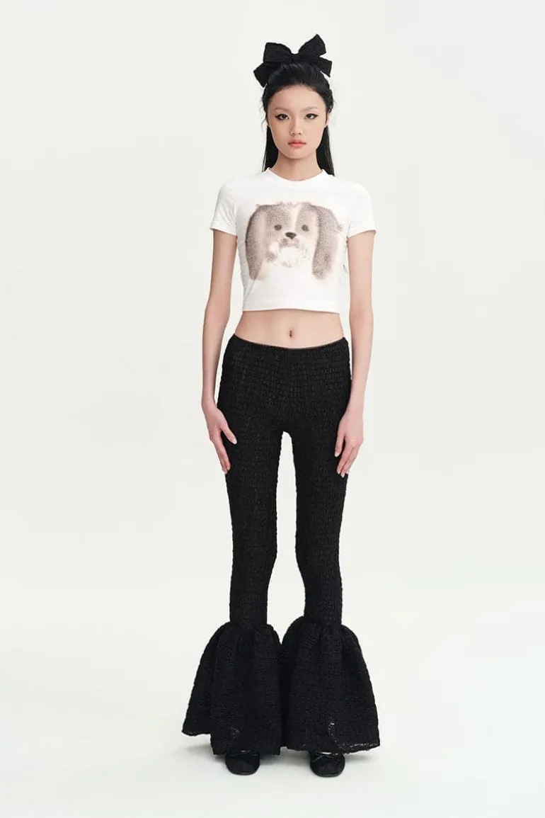 Tops<CULT MIA HAND-DRAWN DOG HEAD T-SHIRT White