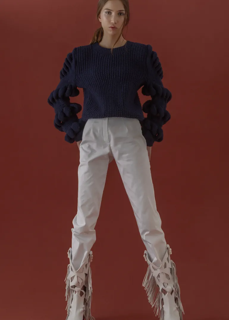 Knitwear<CULT MIA HAND-KNITTED WOOL-BLEND BLACK SWEATER Navy