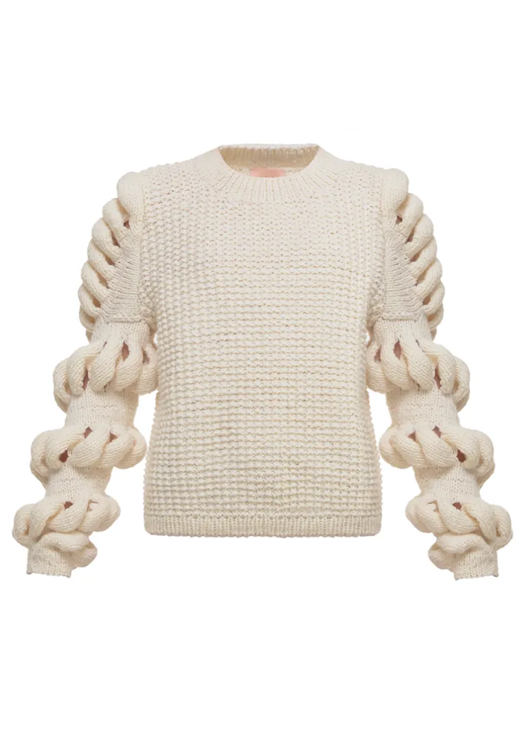 Knitwear<CULT MIA HAND-KNITTED WOOL-BLEND SWEATER Cream