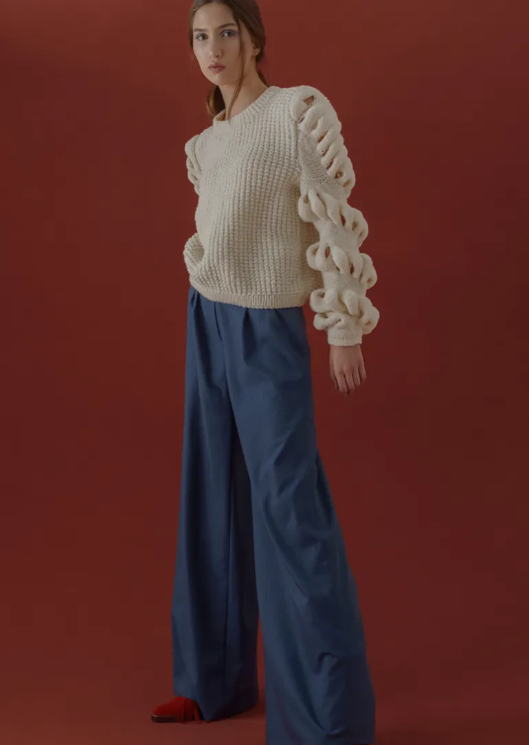 Knitwear<CULT MIA HAND-KNITTED WOOL-BLEND SWEATER Cream