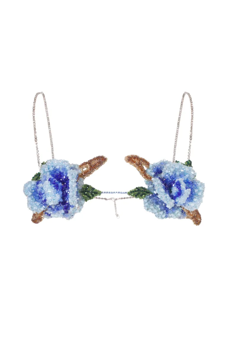 Lingerie<CULT MIA HANDMADE FLOWER EMBELLISHED BRA Blue