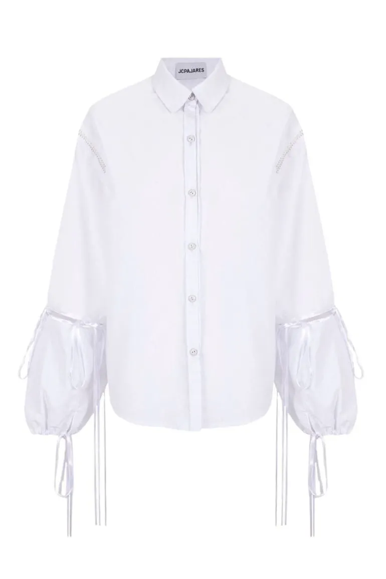Tops<CULT MIA HANDMADE LACE AND HEMSTITCH SHIRT White