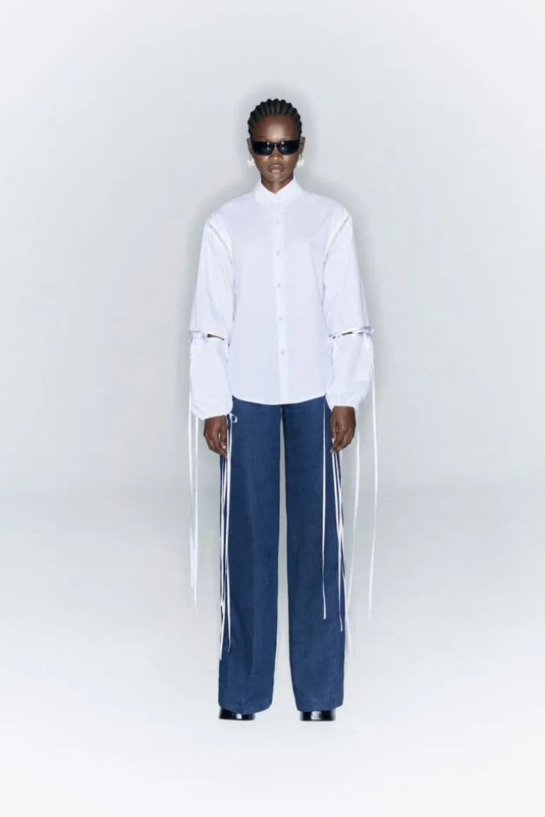 Tops<CULT MIA HANDMADE LACE AND HEMSTITCH SHIRT White