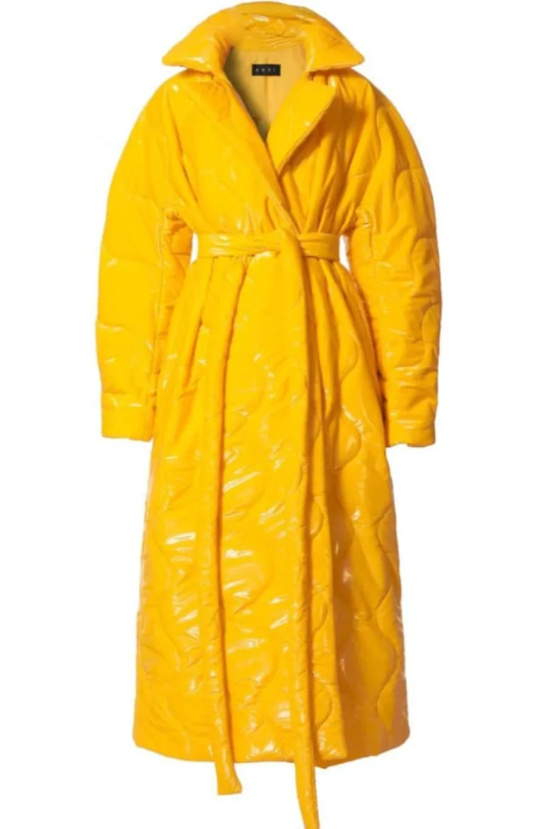 Coats<CULT MIA HARLOW OVERSIZED LONG QUILTED SUPER YELLOW COAT Silver