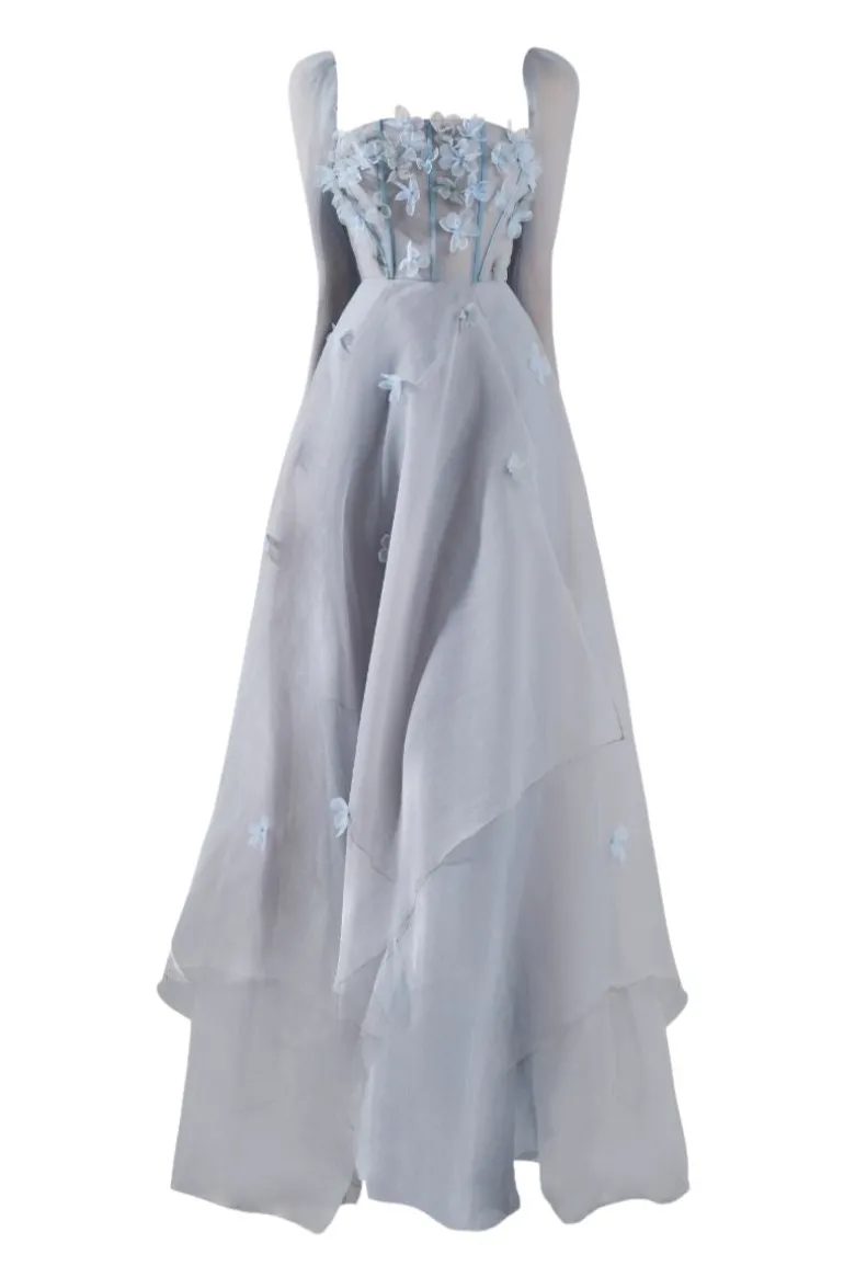Dresses | Gowns<CULT MIA HAYLEY ORGANZA FLARED MAXI DRESS Gray