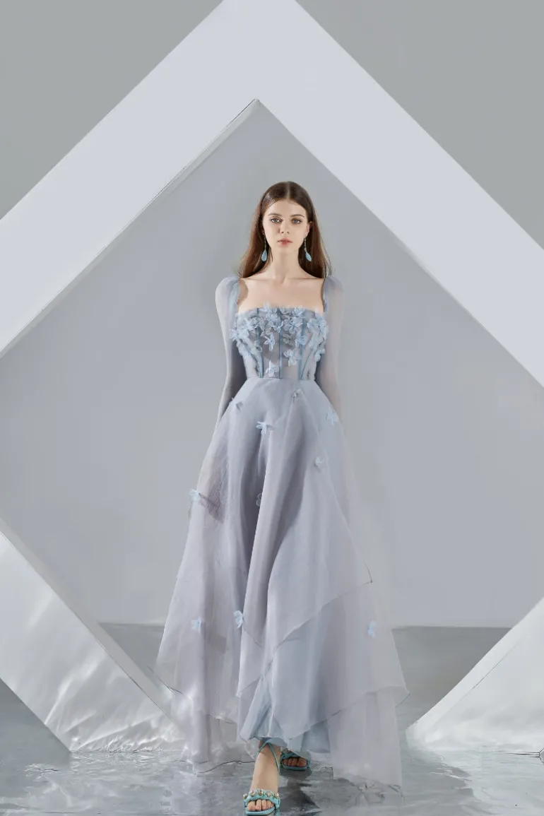 Dresses | Gowns<CULT MIA HAYLEY ORGANZA FLARED MAXI DRESS Gray